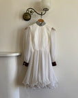 Vintage 70s Pleated Souffle Mini Dress White