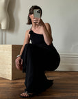 Vintage 90s One Shoulder Evening Dress Noir