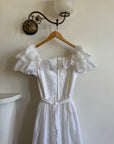 Vintage 70s Ruffled Tie Waist Wedding Dress