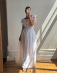 Vintage 70s Organza Fairy Teardrop Wedding Dress