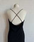 Vintage Late 90s Thierry Mugler Rhinestone Strap Evening Gown