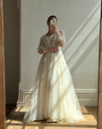 Vintage 70s Tulle and Velvet Long Sleeved Wedding Dress