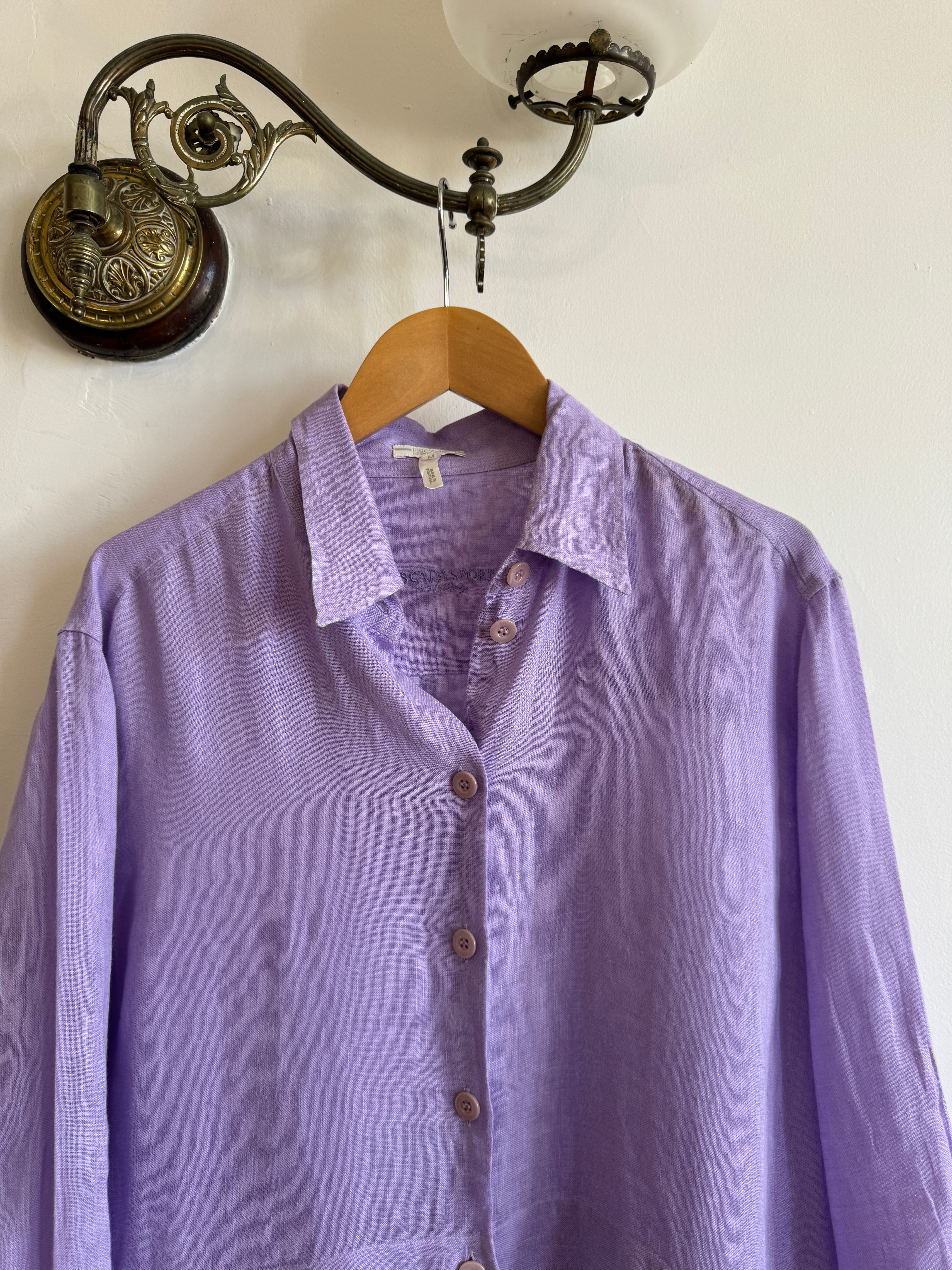 Vintage 90s Escada Pure Linen Shirt Lavender