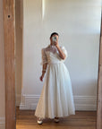 Vintage 70s Organza Ruffle Wedding Dress With Lace Applique