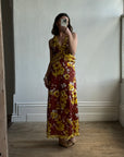 Vintage Italian Floral Ruffle Maxi Dress