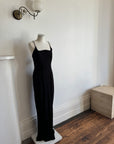 Vintage Late 90s Thierry Mugler Rhinestone Strap Evening Gown