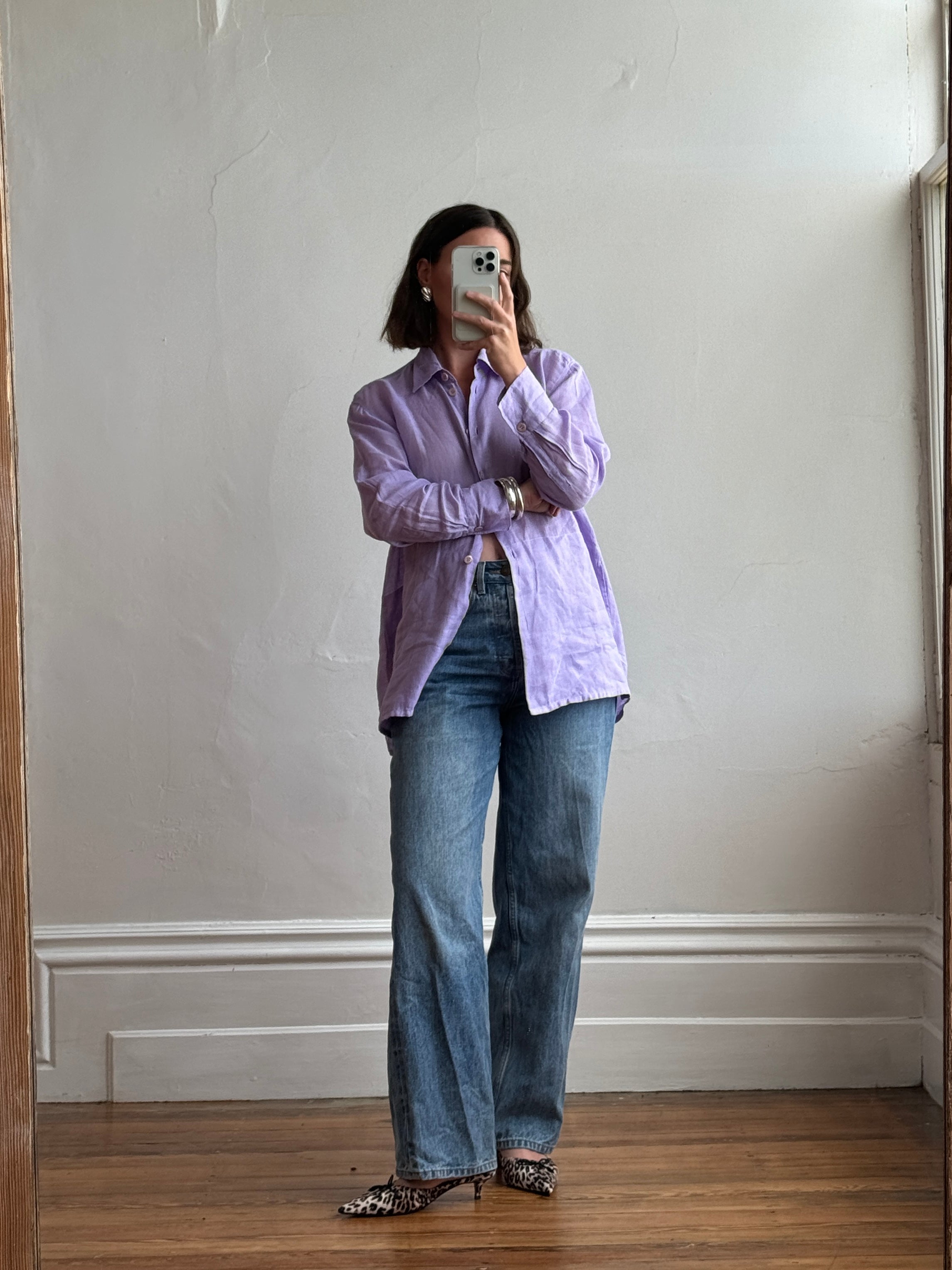 Vintage 90s Escada Pure Linen Shirt Lavender