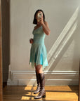 Vintage 90s Pure Silk Fairy Dress Aqua