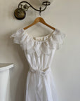 Vintage 70s Organza Fairy Teardrop Wedding Dress