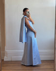 Vintage 90s Periwinkle Blue Satin Prom Set