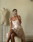 Vintage Y2K Pure Silk Mini Dress With Tie Baby Pink