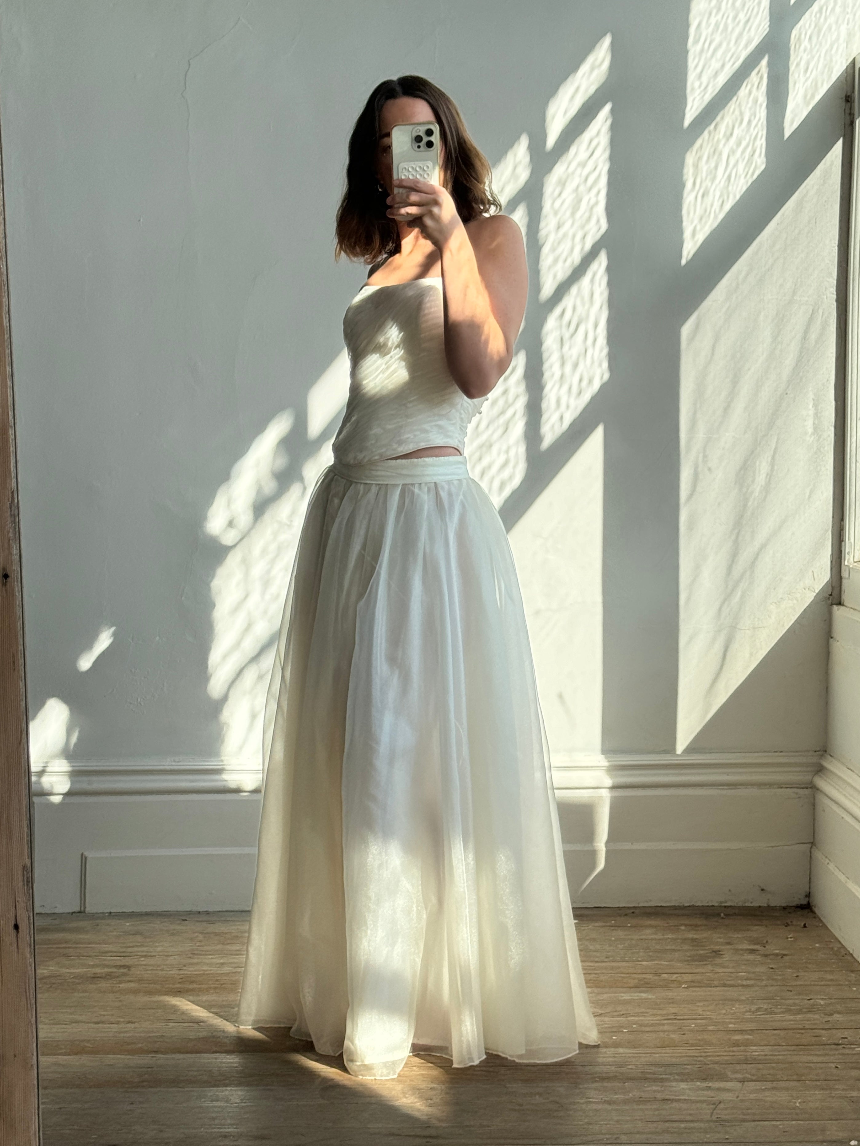 Vintage Sheer Tulle Midi Skirt