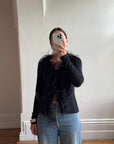 Vintage 90s Ostrich Feather Cardi Noir