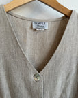Vintage Linen Blend Beige Vest with Tie