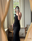 Vintage 90s One Shoulder Evening Dress Noir