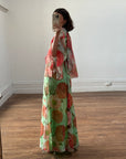 Vintage 70s Floral Belted Maxi Dress