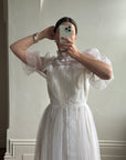 Vintage 70s Prairie Flutter Wedding Dress