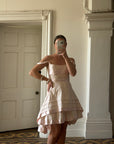 Vintage Y2K Pure Silk Mini Dress With Tie Baby Pink