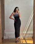 Vintage 90s Black and White Crepe Slip Dress Australian Made