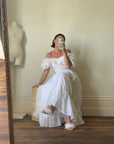 Vintage 70s Ruffled Tie Waist Wedding Dress