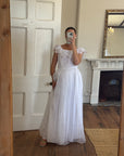 Vintage 70s Organza Fairy Teardrop Wedding Dress