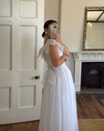 Vintage 70s Organza Fairy Teardrop Wedding Dress