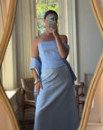 Vintage 90s Periwinkle Blue Satin Prom Set