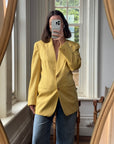 Vintage 80s Anne Klein Pure Wool Mustard Tailored Blazer (Tags Attached)