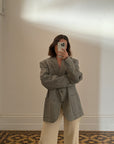 Vintage Light Grey Wool Oversized Blazer