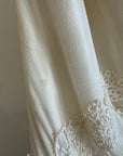 Vintage 90s Pure Silk One Shoulder Bias Cut Beaded Gown Ivory