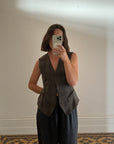 Vintage Tailored Wool Blend Grey Plaid Vest