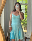 Vintage 90s Pure Silk Fairy Dress Aqua