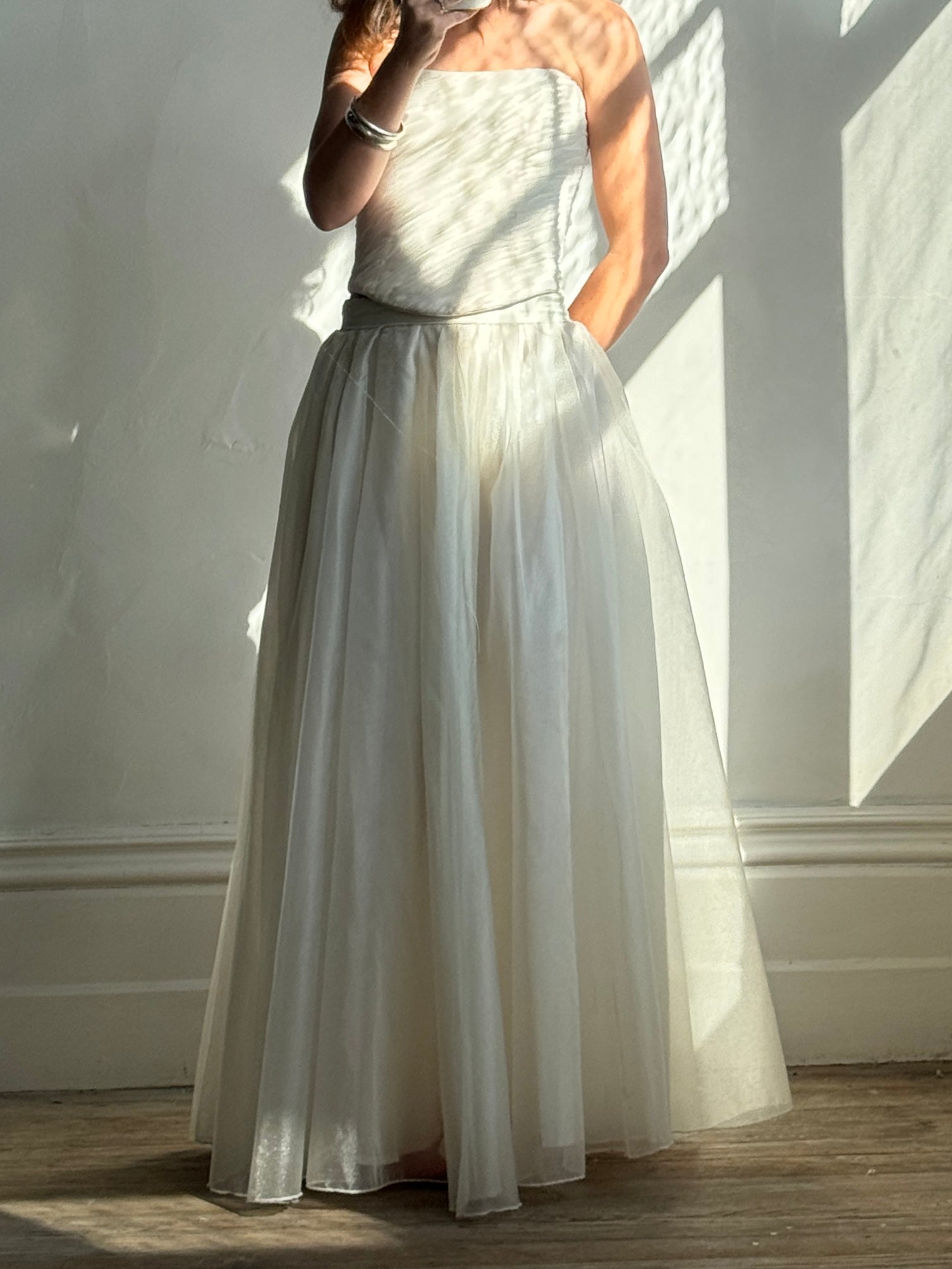 Vintage Sheer Tulle Midi Skirt