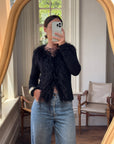 Vintage 90s Ostrich Feather Cardi Noir