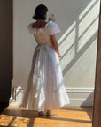 Vintage 70s Ruffled Tie Waist Wedding Dress