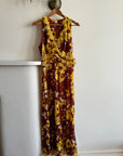 Vintage Italian Floral Ruffle Maxi Dress