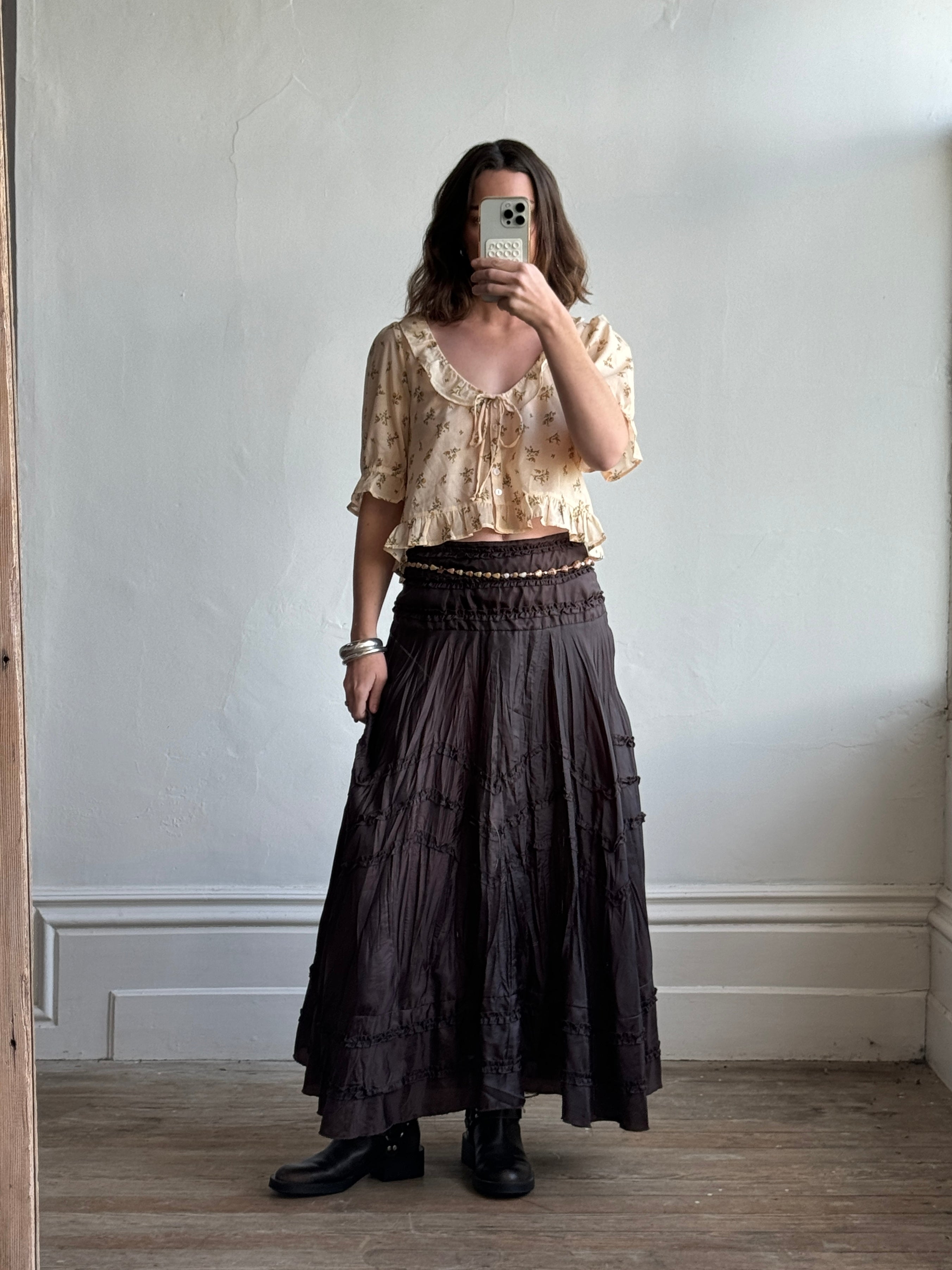 Vintage 90s Chocolate Brown A Line Maxi Skirt Call Me The Breeze