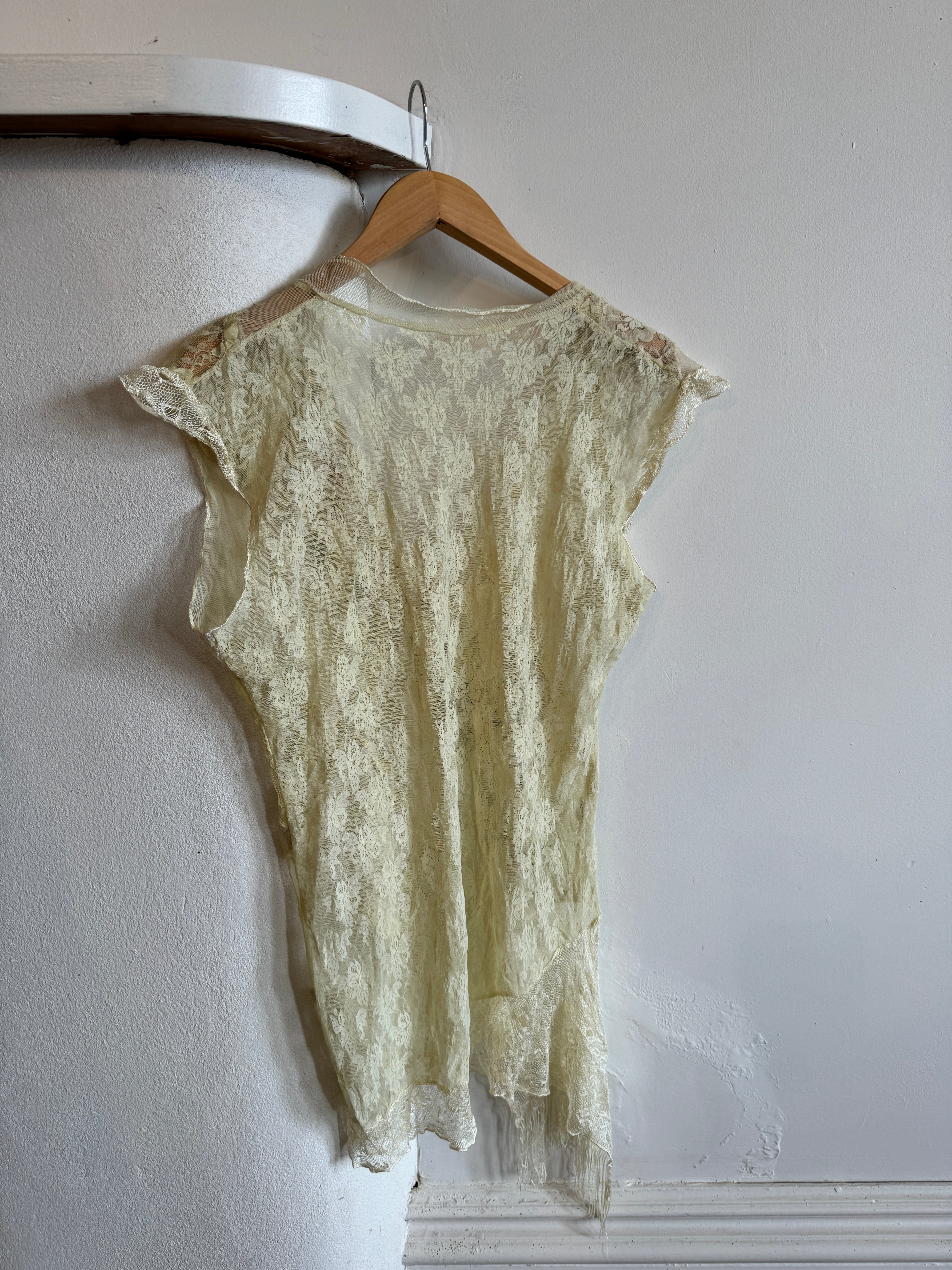 Vintage Sheer Lace Floral Fairy Top Buttercream