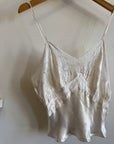 Vintage White Lace Liquid Satin Cropped Camisole