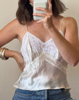 Vintage White Lace Liquid Satin Cropped Camisole