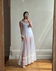 Vintage 70s Sheer Polka Dot Ruffle Bridal Gown