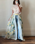 Vintage Rare Sheer Spring Floral Applique Belt Skirt