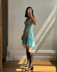 Vintage 90s Pure Silk Fairy Dress Aqua