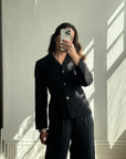 Vintage 90s Pinstripe Fitted Blazer Black