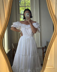 Vintage 70s Ruffled Tie Waist Wedding Dress