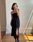 Vintage 90s Black Jersey Strapless Dress