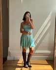 Vintage 90s Pure Silk Fairy Dress Aqua