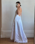 Vintage 90s Low Back Satin Wedding Dress