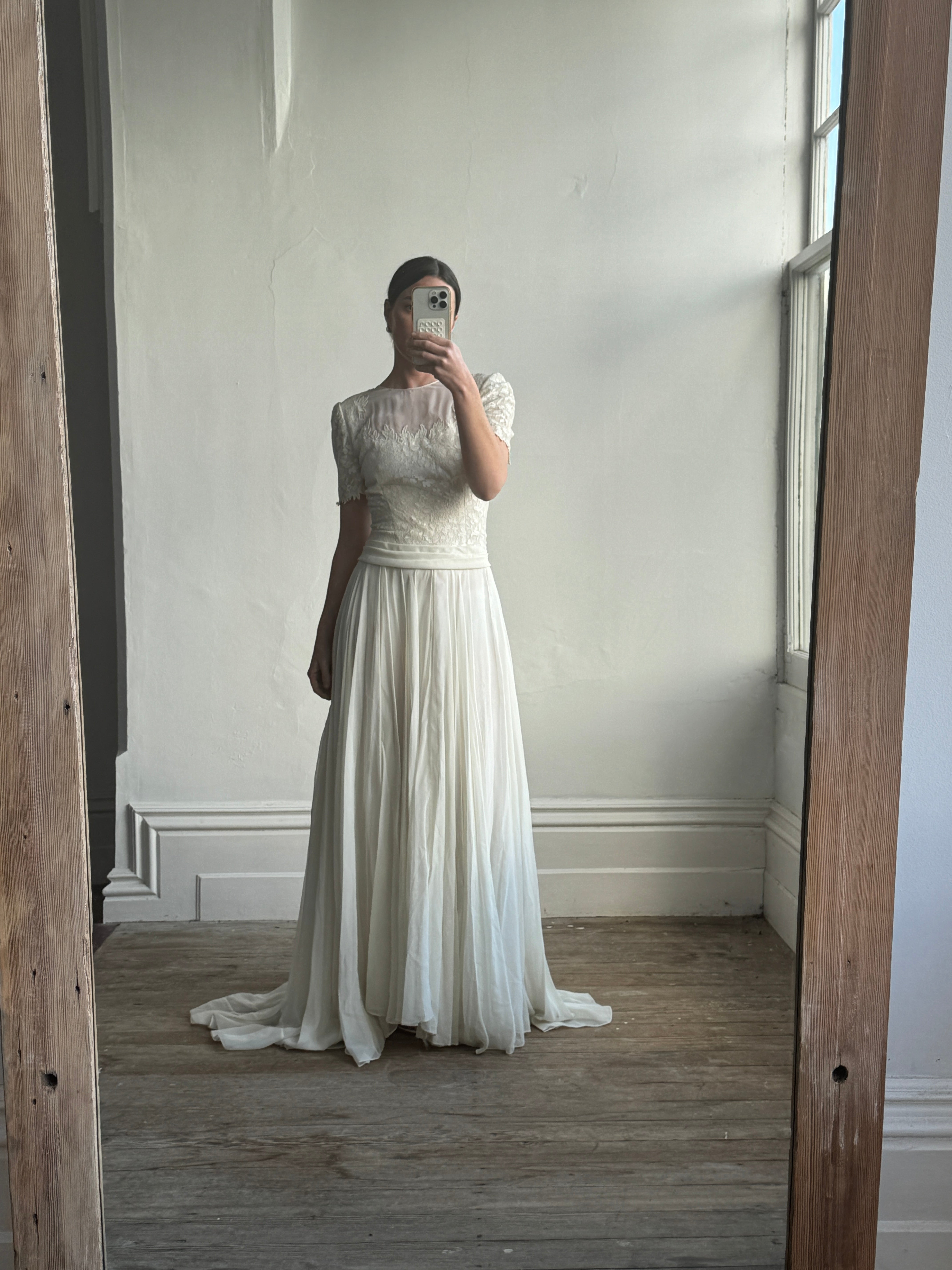 Vintage 30s Ethereal Vine Pleated Wedding Dress