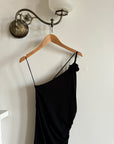 Vintage 90s One Shoulder Evening Dress Noir